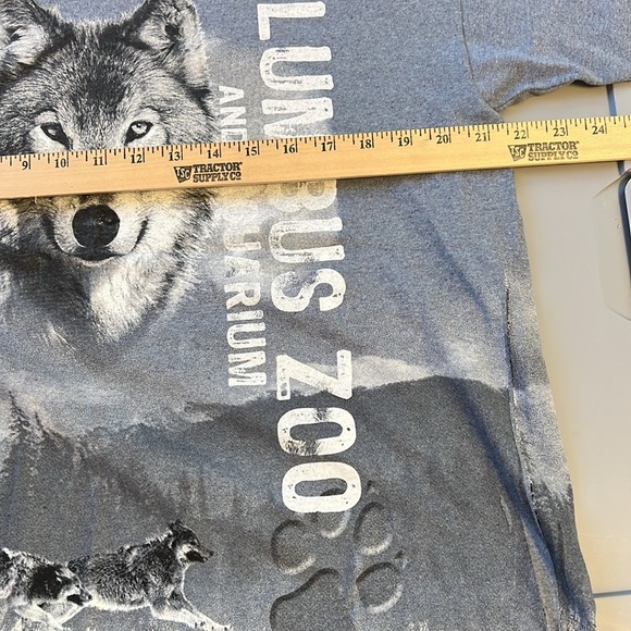 Gray Columbus Zoo Wolf Graphic Double Sided T-Shirt L - Picture 4 of 5